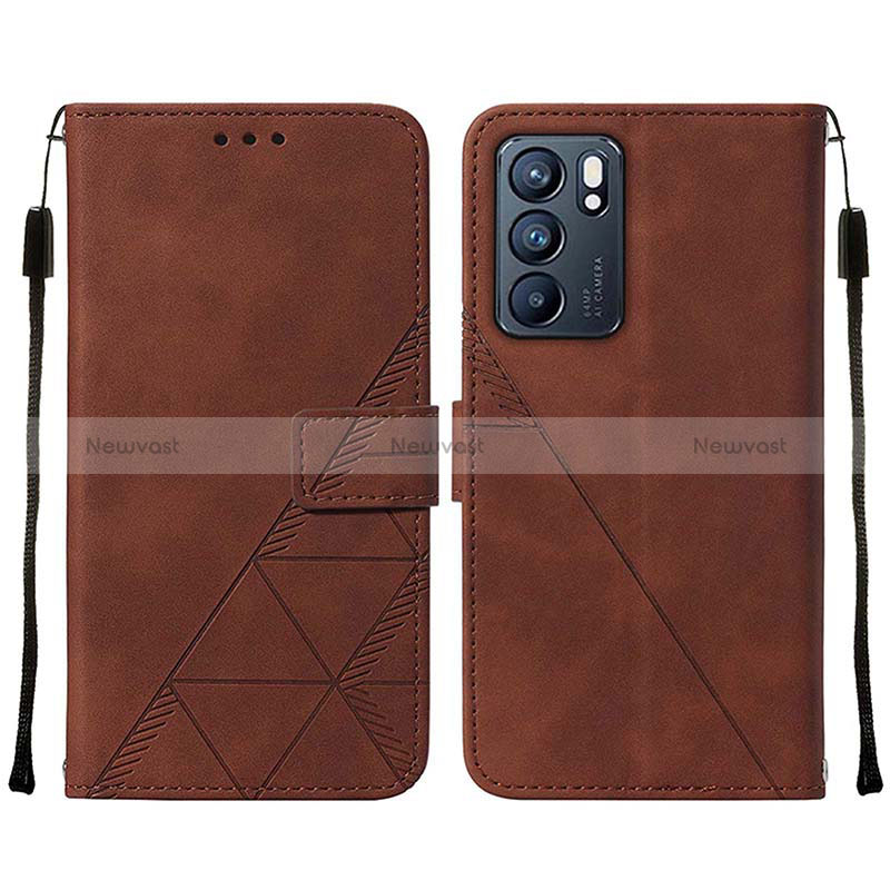 Leather Case Stands Flip Cover Holder Y01B for Oppo Reno6 5G