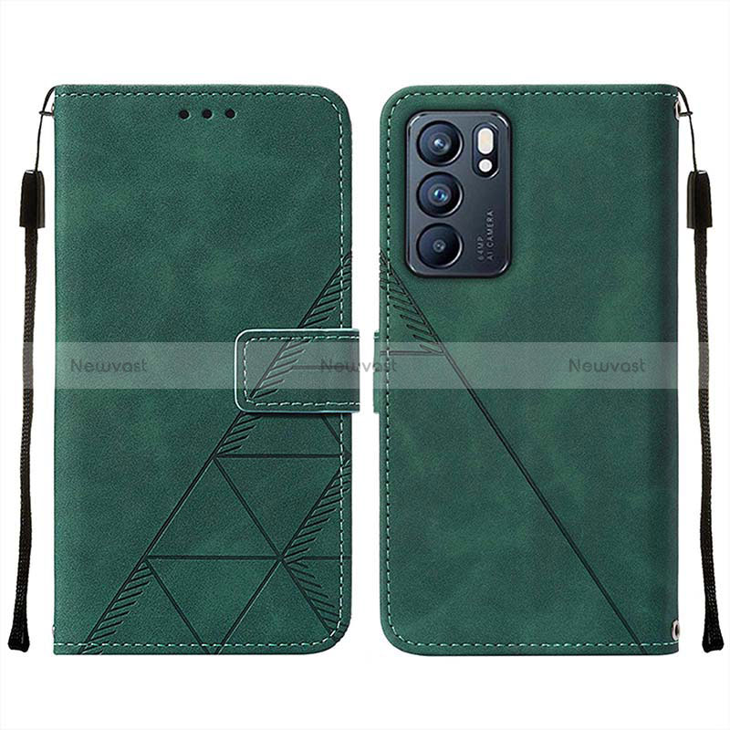 Leather Case Stands Flip Cover Holder Y01B for Oppo Reno6 5G