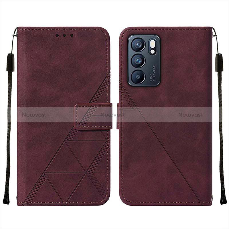 Leather Case Stands Flip Cover Holder Y01B for Oppo Reno6 5G