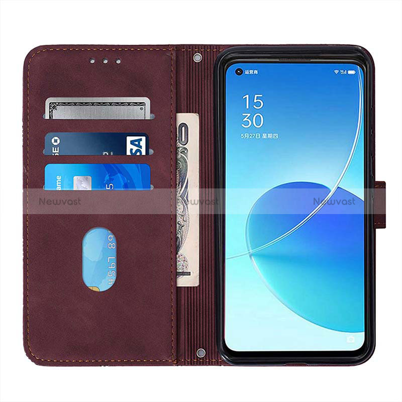 Leather Case Stands Flip Cover Holder Y01B for Oppo Reno6 5G