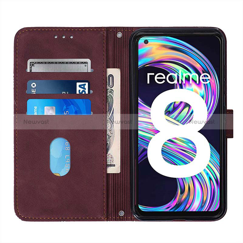 Leather Case Stands Flip Cover Holder Y01B for Realme 8 Pro