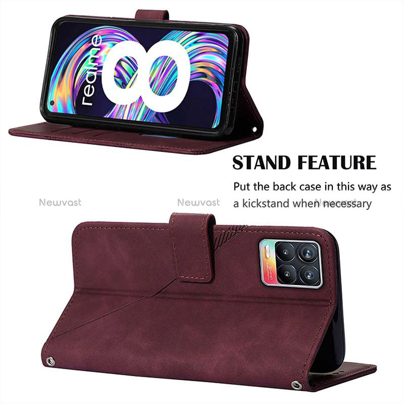 Leather Case Stands Flip Cover Holder Y01B for Realme 8 Pro