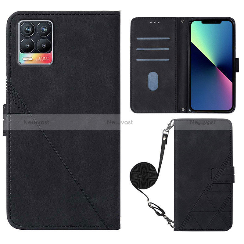 Leather Case Stands Flip Cover Holder Y01B for Realme 8 Pro Black