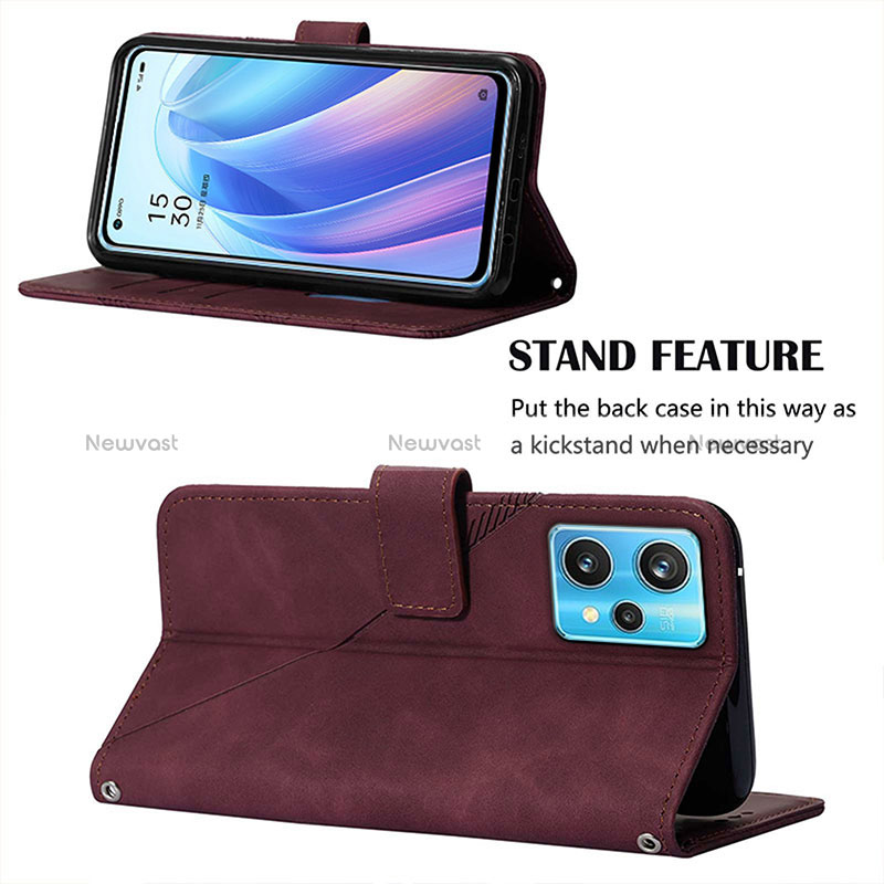 Leather Case Stands Flip Cover Holder Y01B for Realme 9 4G