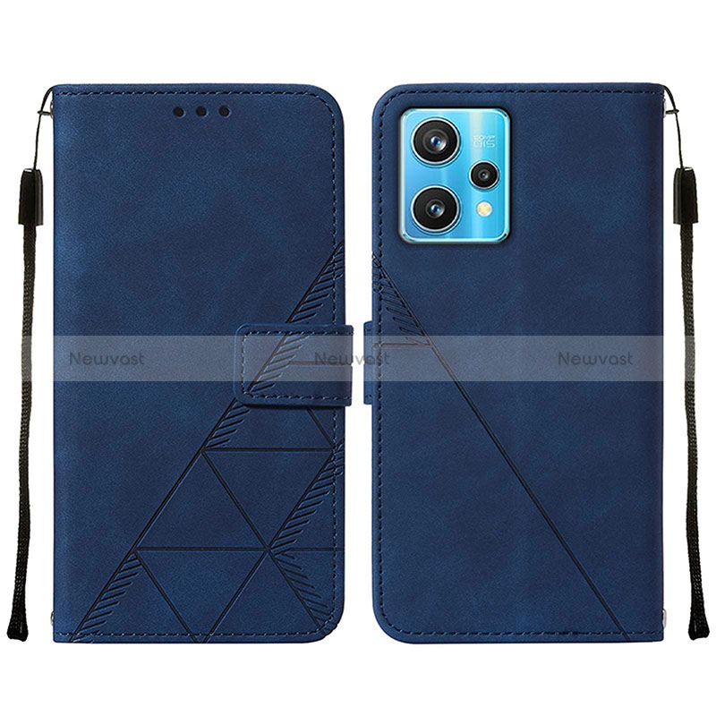 Leather Case Stands Flip Cover Holder Y01B for Realme 9 4G Blue