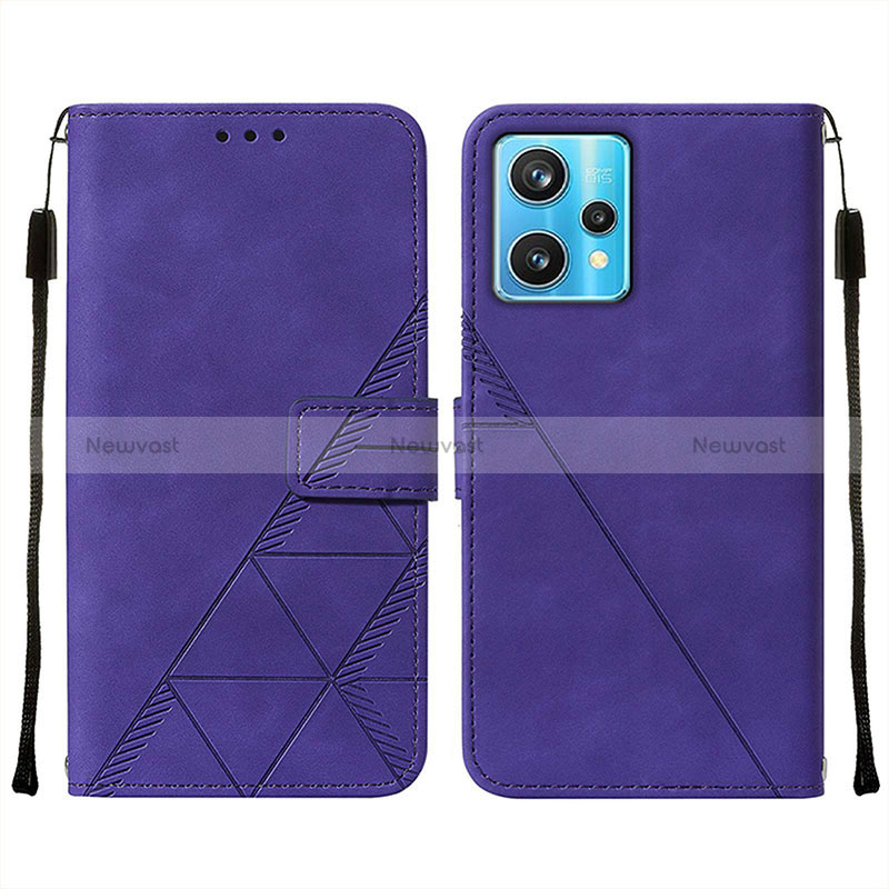 Leather Case Stands Flip Cover Holder Y01B for Realme 9 4G Purple