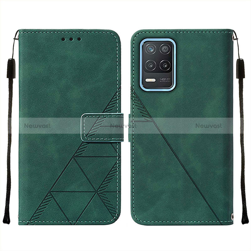 Leather Case Stands Flip Cover Holder Y01B for Realme 9 5G India Green