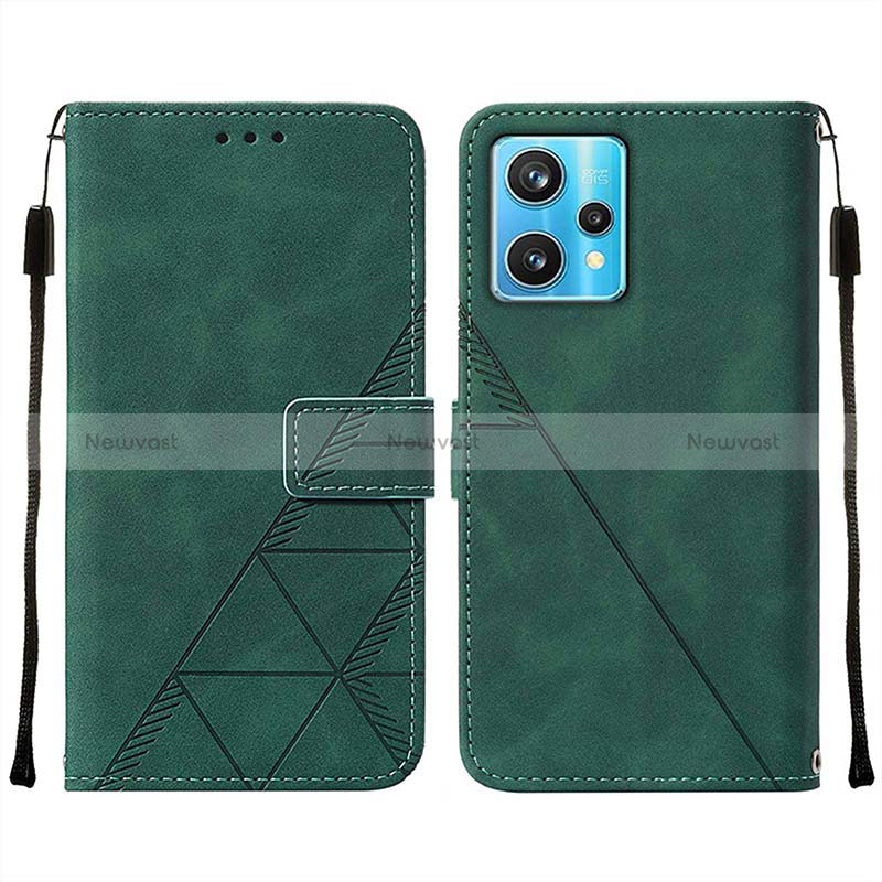 Leather Case Stands Flip Cover Holder Y01B for Realme 9 Pro 5G Green