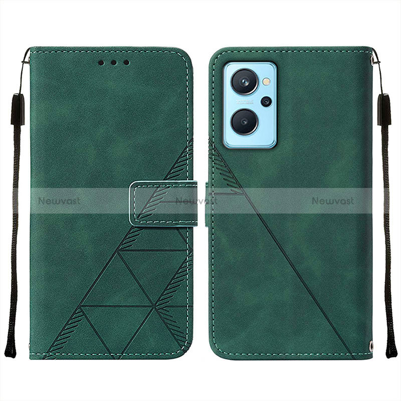 Leather Case Stands Flip Cover Holder Y01B for Realme 9i 4G Green