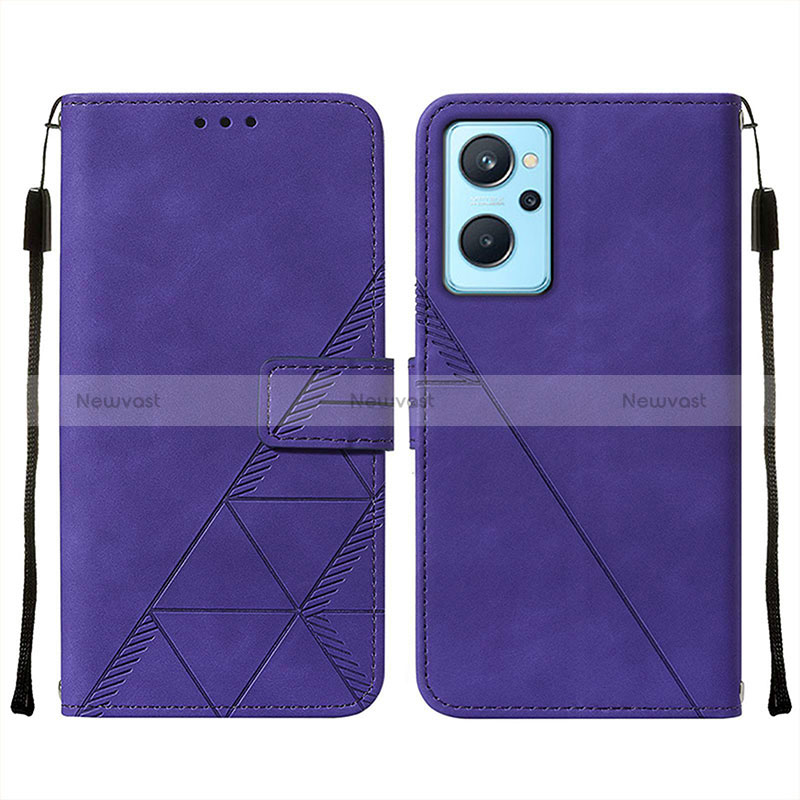 Leather Case Stands Flip Cover Holder Y01B for Realme 9i 4G Purple