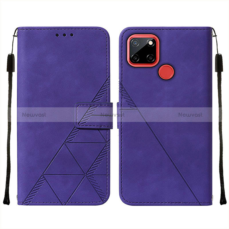 Leather Case Stands Flip Cover Holder Y01B for Realme C12 Purple