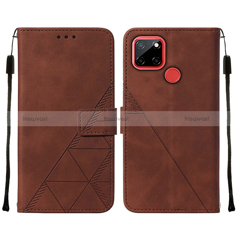 Leather Case Stands Flip Cover Holder Y01B for Realme C25S Brown