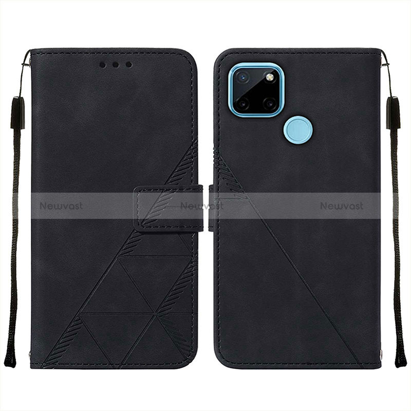 Leather Case Stands Flip Cover Holder Y01B for Realme C25Y India Black