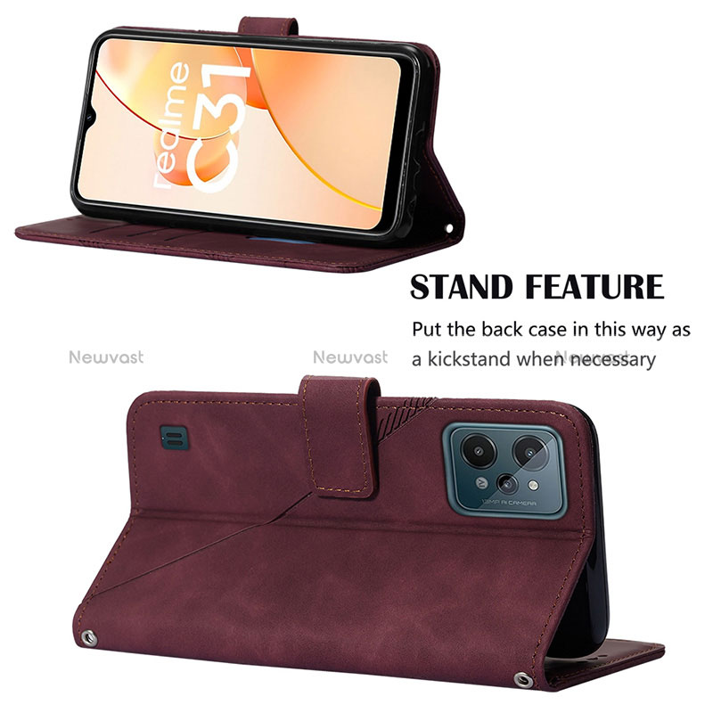 Leather Case Stands Flip Cover Holder Y01B for Realme C31