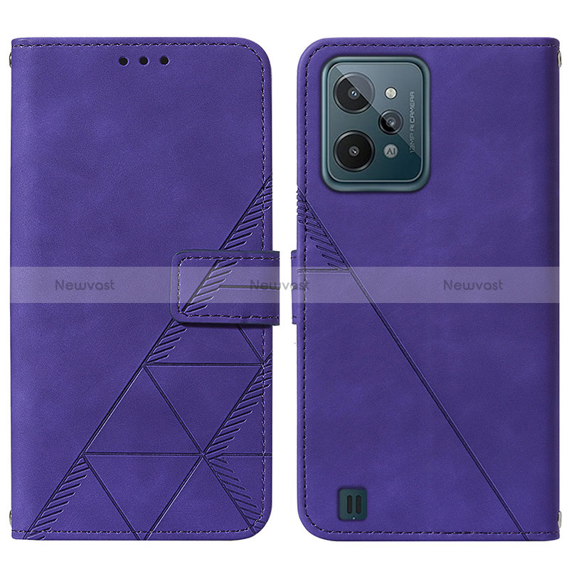 Leather Case Stands Flip Cover Holder Y01B for Realme C31 Purple