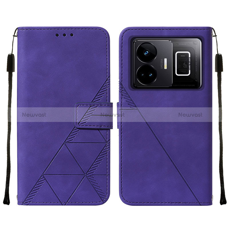 Leather Case Stands Flip Cover Holder Y01B for Realme GT Neo5 240W 5G Purple