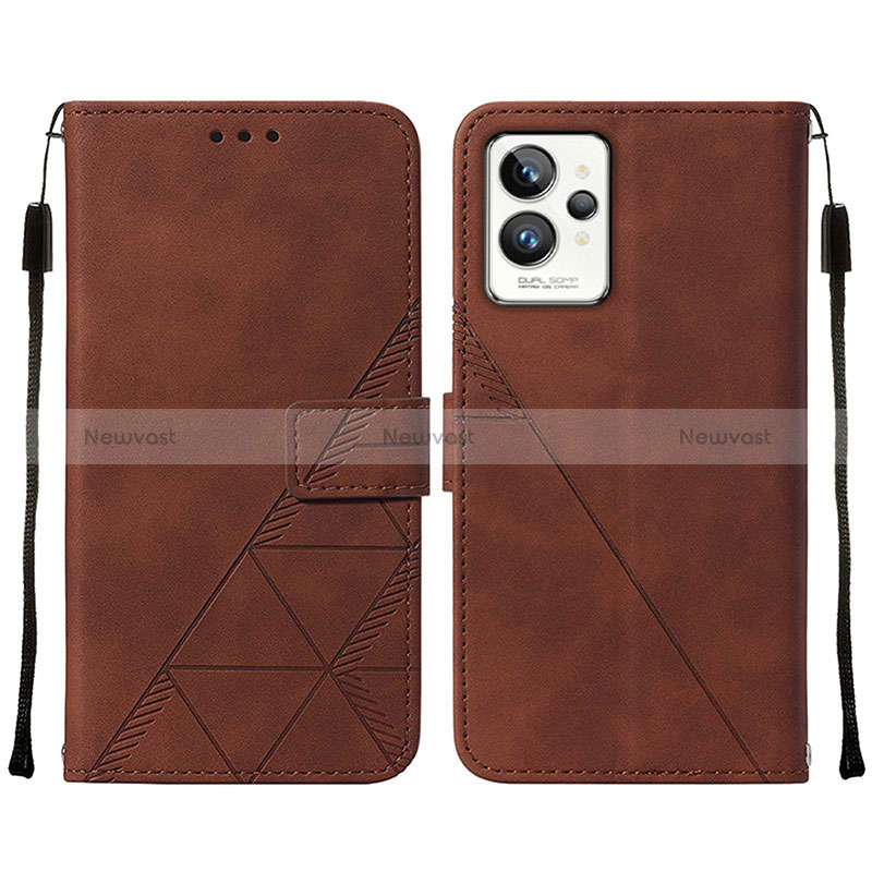 Leather Case Stands Flip Cover Holder Y01B for Realme GT2 Pro 5G Brown