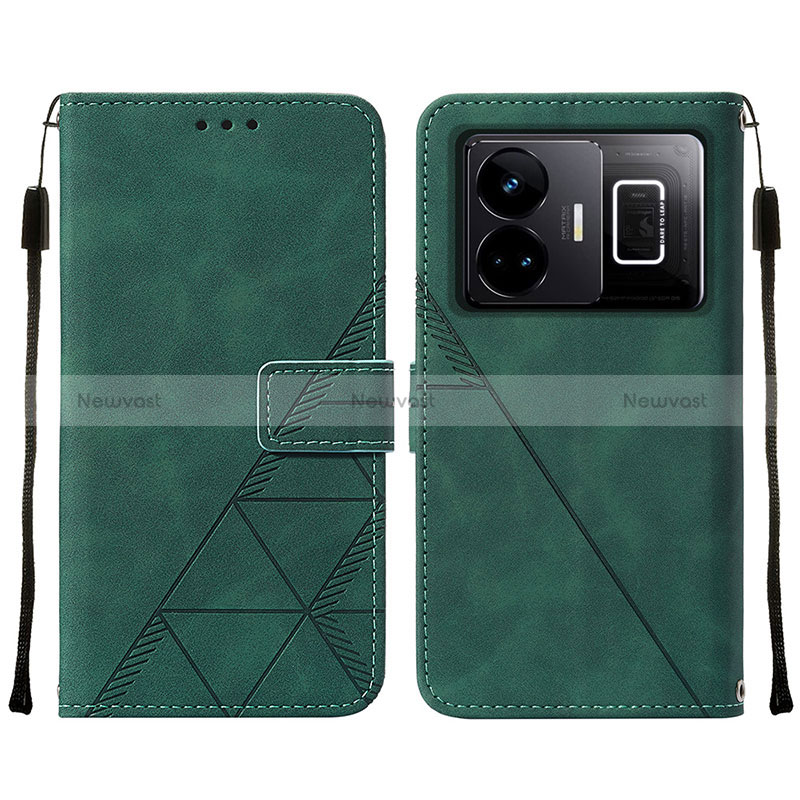 Leather Case Stands Flip Cover Holder Y01B for Realme GT3 5G Green