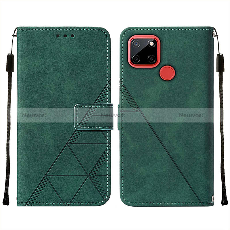 Leather Case Stands Flip Cover Holder Y01B for Realme Narzo 30A Green