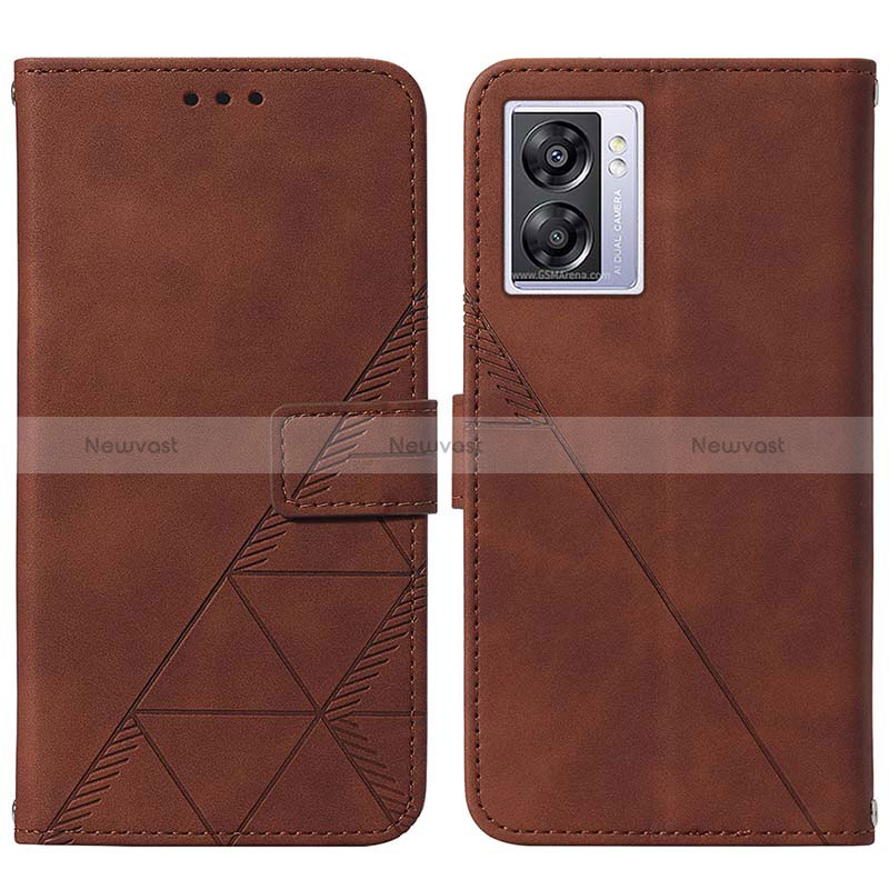 Leather Case Stands Flip Cover Holder Y01B for Realme Narzo 50 5G Brown