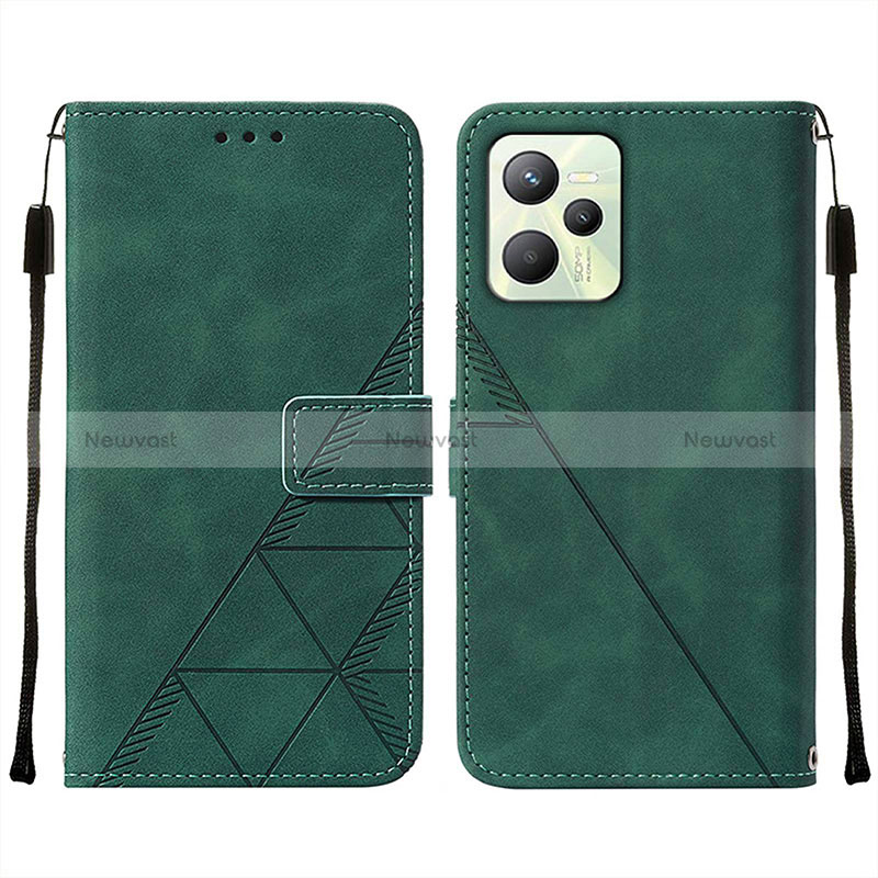 Leather Case Stands Flip Cover Holder Y01B for Realme Narzo 50A Prime Green