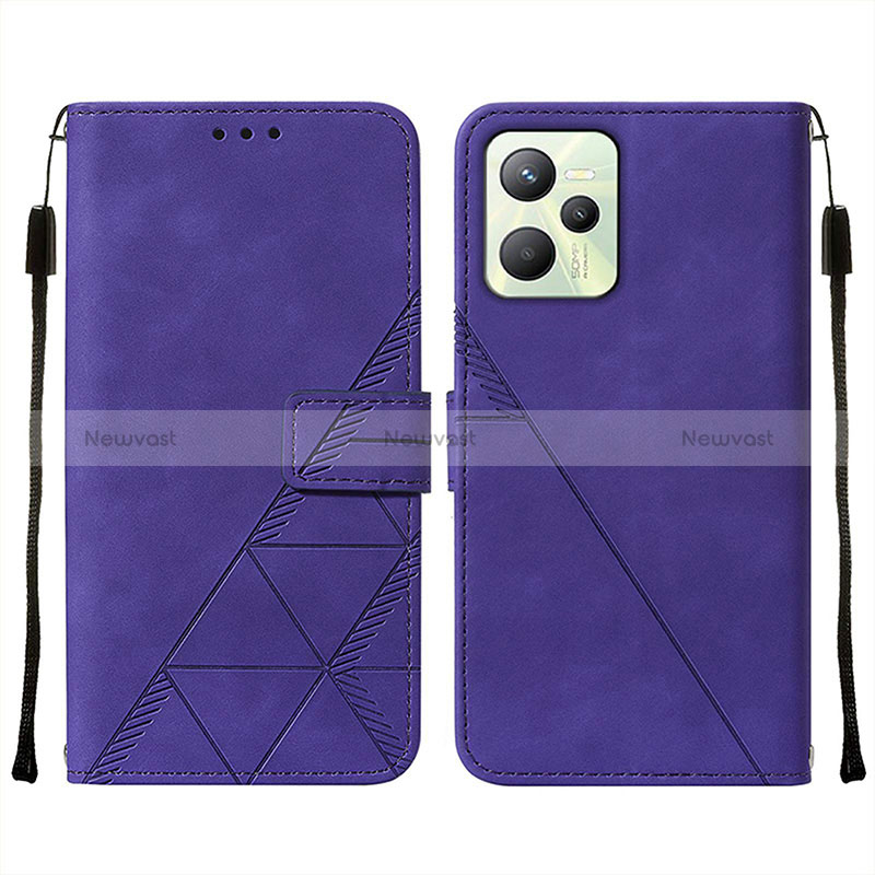 Leather Case Stands Flip Cover Holder Y01B for Realme Narzo 50A Prime Purple