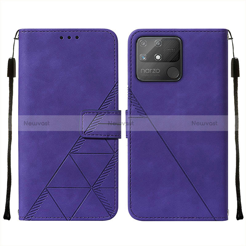 Leather Case Stands Flip Cover Holder Y01B for Realme Narzo 50A Purple