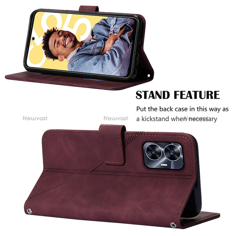 Leather Case Stands Flip Cover Holder Y01B for Realme Narzo N55