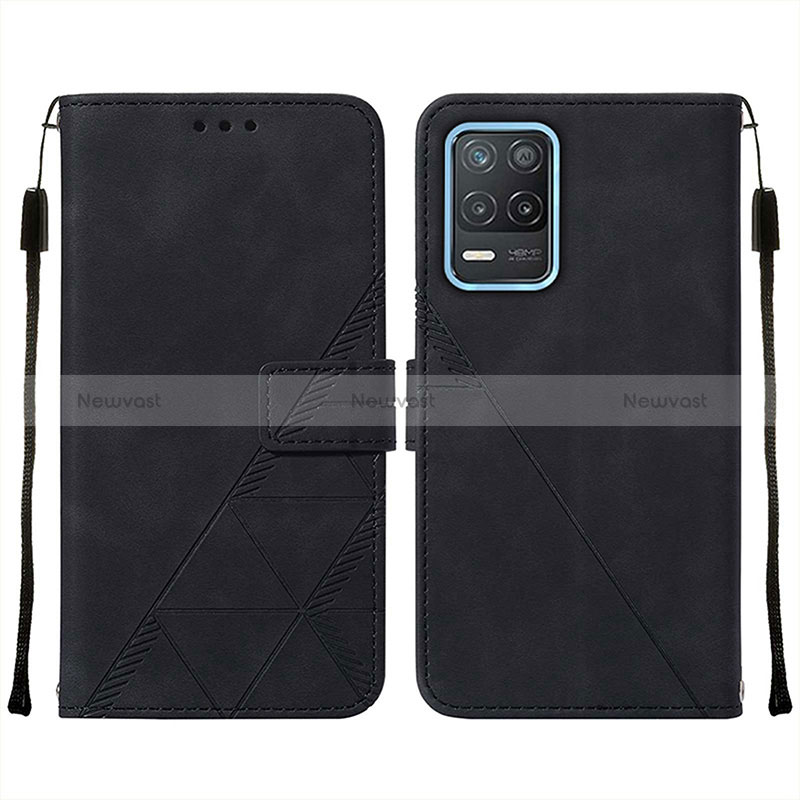 Leather Case Stands Flip Cover Holder Y01B for Realme Q3 5G Black