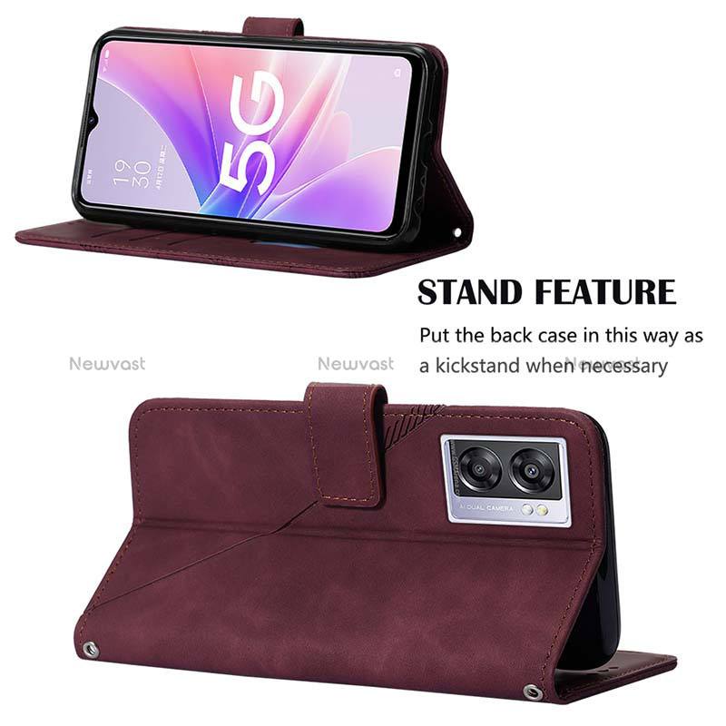 Leather Case Stands Flip Cover Holder Y01B for Realme Q5i 5G