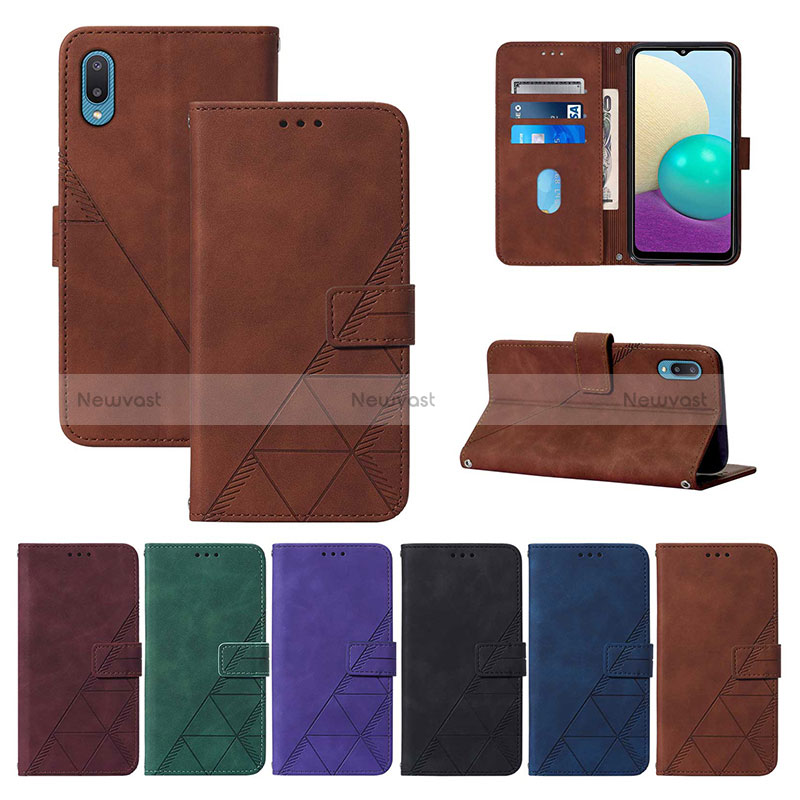 Leather Case Stands Flip Cover Holder Y01B for Samsung Galaxy A02