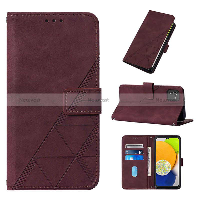 Leather Case Stands Flip Cover Holder Y01B for Samsung Galaxy A03