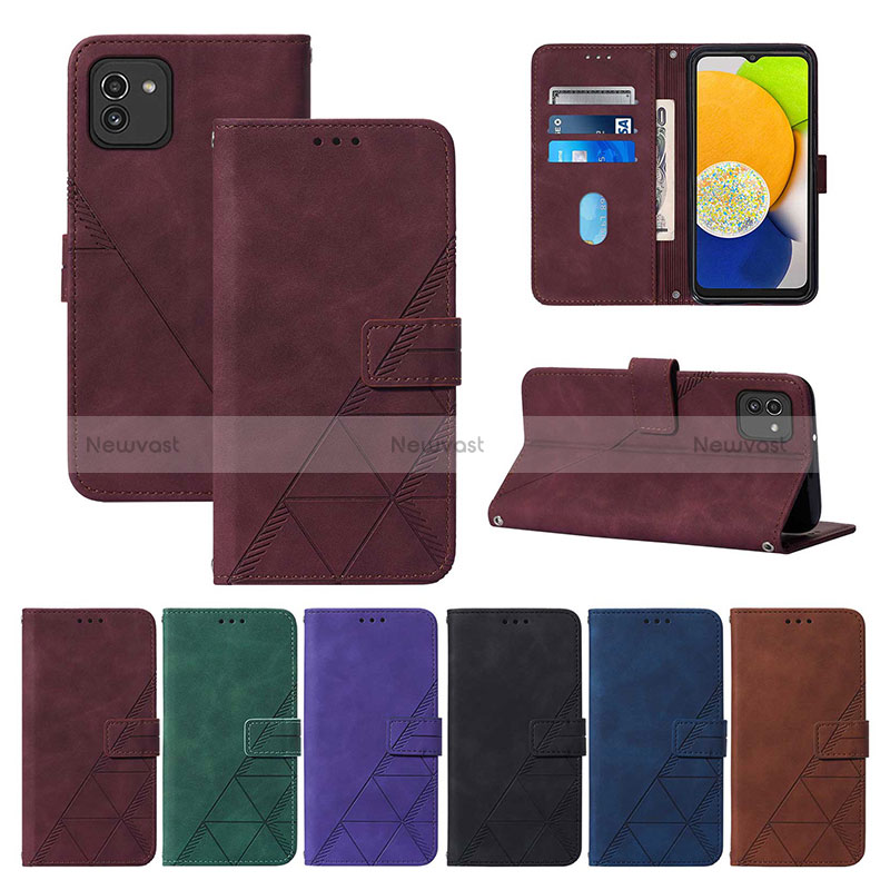 Leather Case Stands Flip Cover Holder Y01B for Samsung Galaxy A03