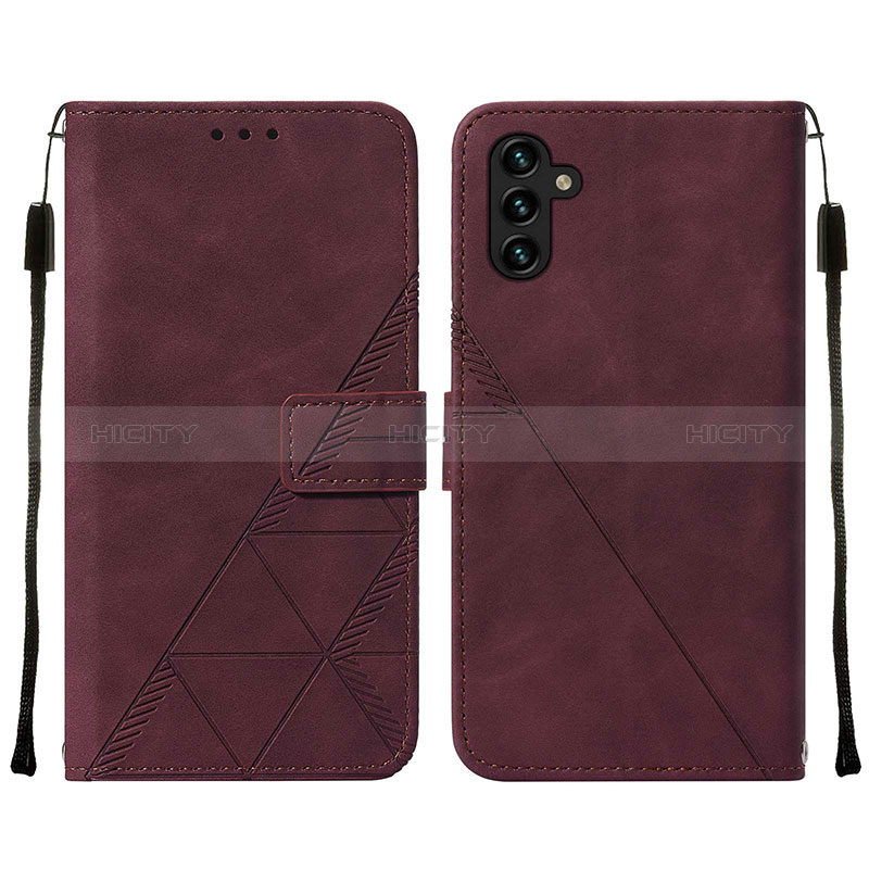 Leather Case Stands Flip Cover Holder Y01B for Samsung Galaxy A04s Red Wine