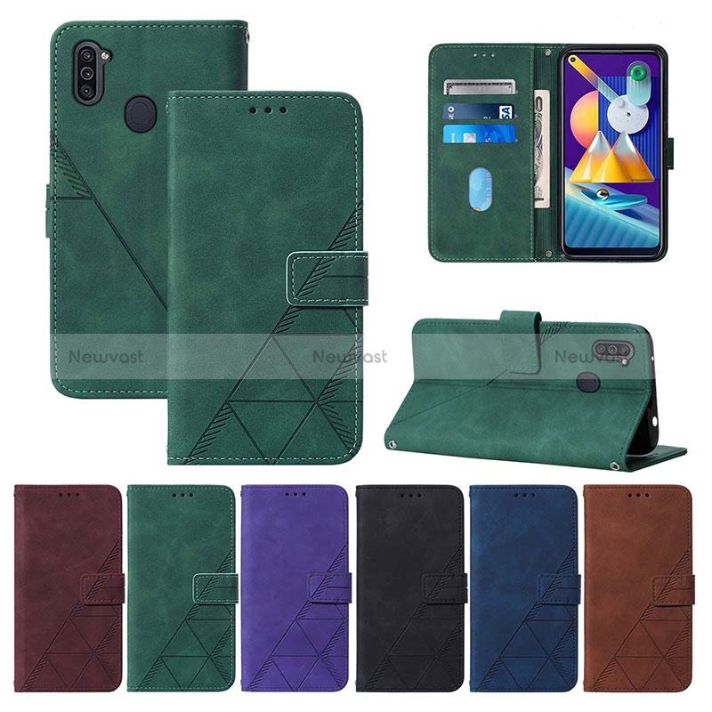 Leather Case Stands Flip Cover Holder Y01B for Samsung Galaxy A11