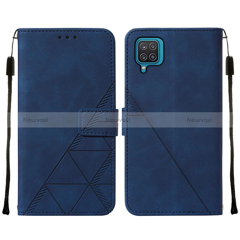 Leather Case Stands Flip Cover Holder Y01B for Samsung Galaxy A12 5G Blue