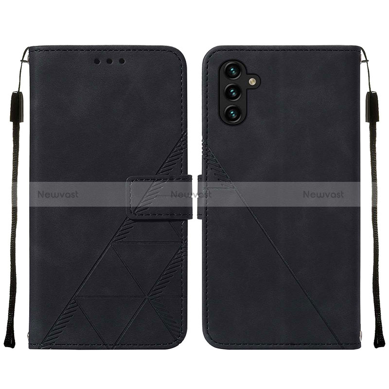 Leather Case Stands Flip Cover Holder Y01B for Samsung Galaxy A13 5G Black