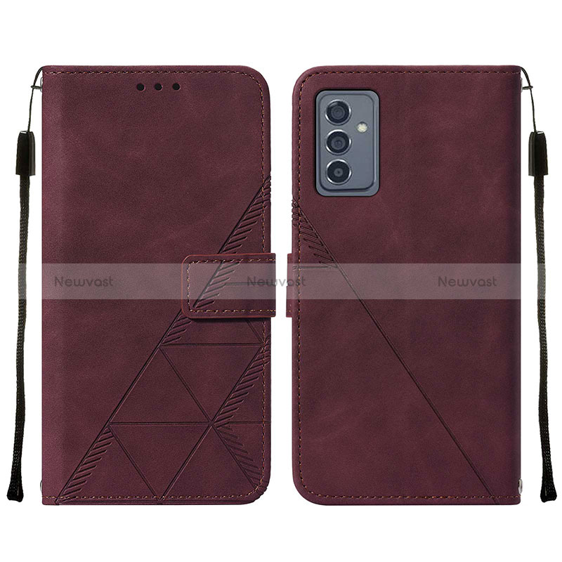 Leather Case Stands Flip Cover Holder Y01B for Samsung Galaxy A15 5G Red Wine