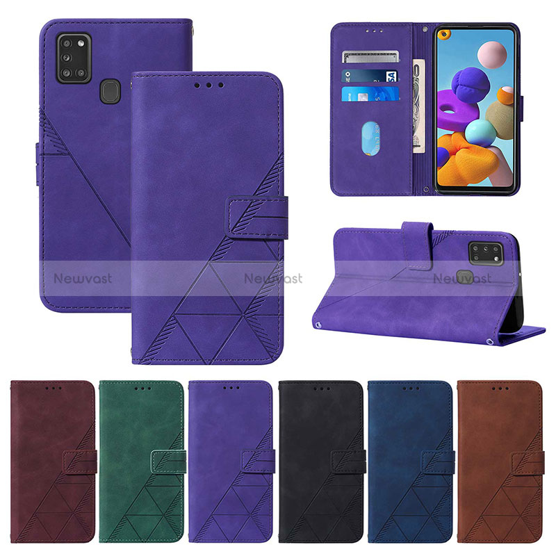 Leather Case Stands Flip Cover Holder Y01B for Samsung Galaxy A21s