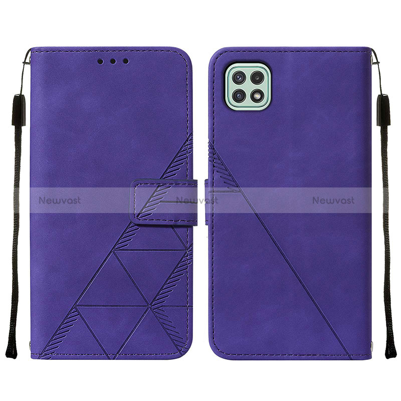 Leather Case Stands Flip Cover Holder Y01B for Samsung Galaxy A22 5G Purple