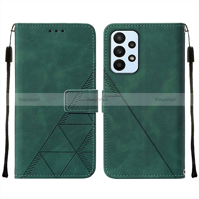 Leather Case Stands Flip Cover Holder Y01B for Samsung Galaxy A23 4G Green