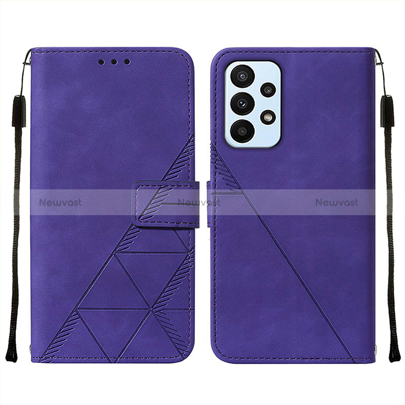 Leather Case Stands Flip Cover Holder Y01B for Samsung Galaxy A23 4G Purple