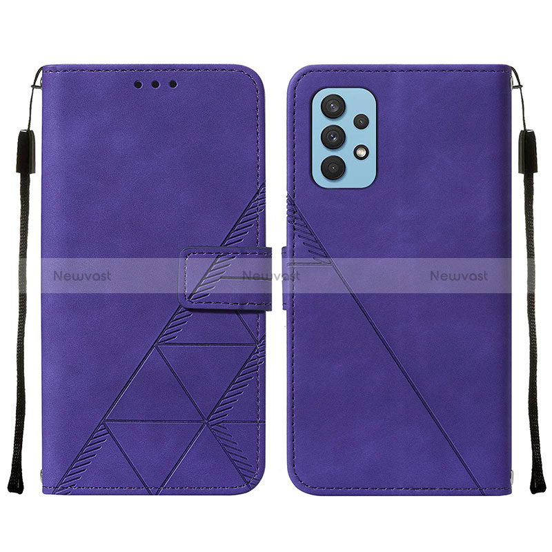 Leather Case Stands Flip Cover Holder Y01B for Samsung Galaxy A32 5G Purple
