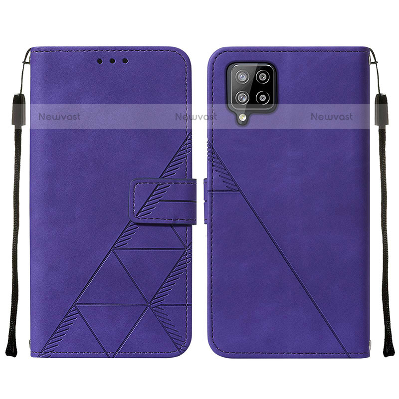 Leather Case Stands Flip Cover Holder Y01B for Samsung Galaxy A42 5G Purple