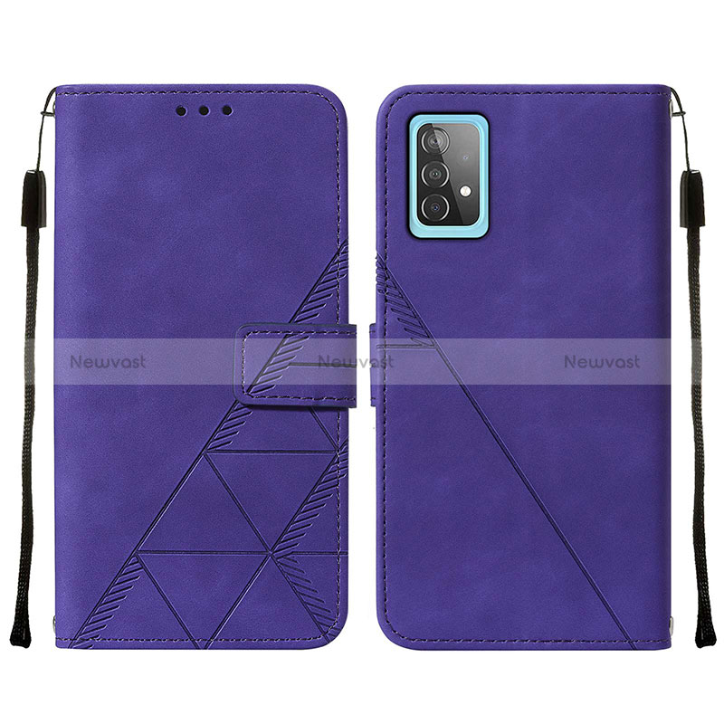 Leather Case Stands Flip Cover Holder Y01B for Samsung Galaxy A52 5G Purple