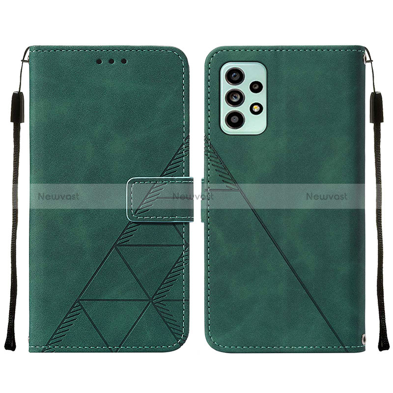 Leather Case Stands Flip Cover Holder Y01B for Samsung Galaxy A53 5G Green