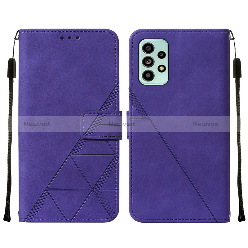 Leather Case Stands Flip Cover Holder Y01B for Samsung Galaxy A53 5G Purple