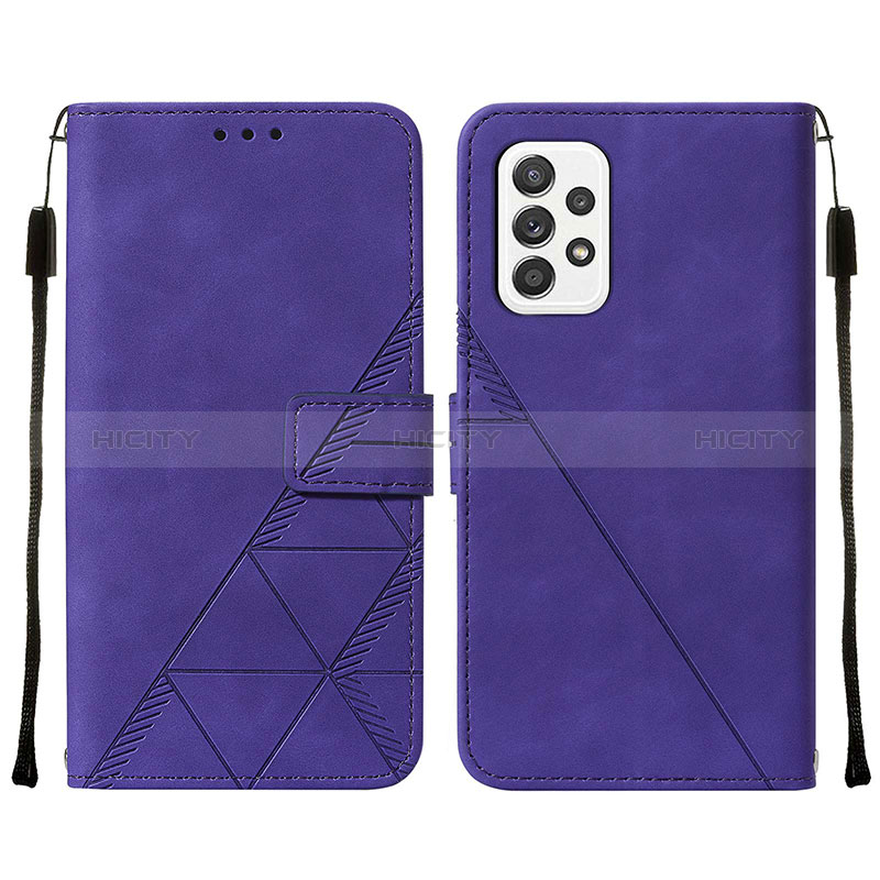 Leather Case Stands Flip Cover Holder Y01B for Samsung Galaxy A72 5G Purple