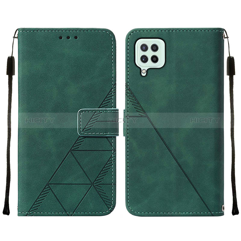 Leather Case Stands Flip Cover Holder Y01B for Samsung Galaxy F22 4G Green