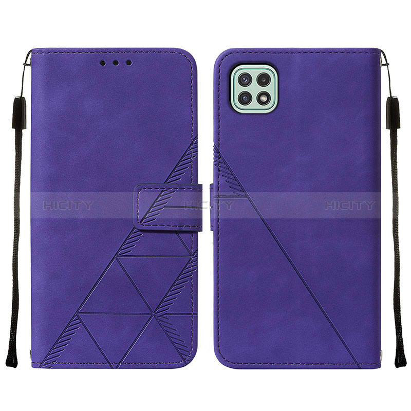 Leather Case Stands Flip Cover Holder Y01B for Samsung Galaxy F42 5G Purple